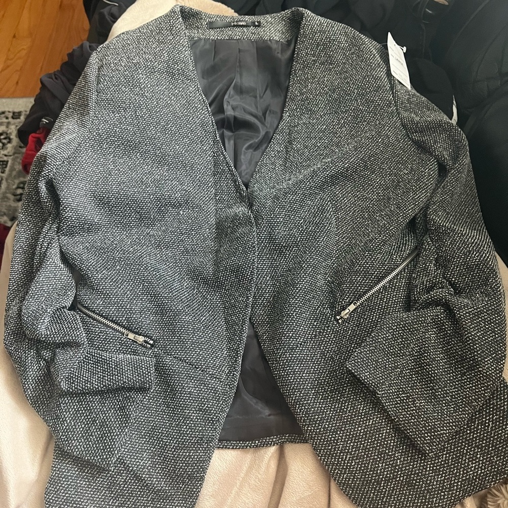 Black and white blazer